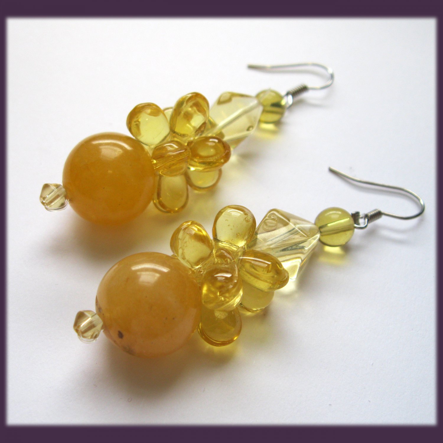 Yellow howlite drop fashion earrings