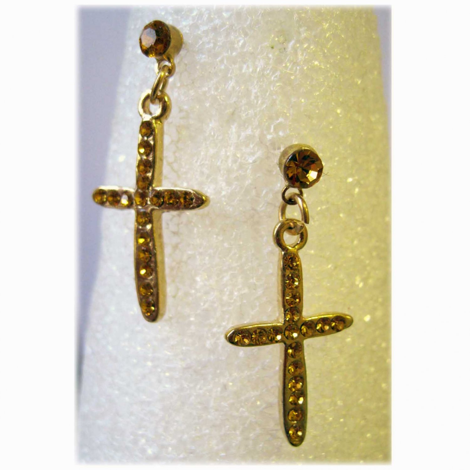 Orange crystals fashion drop earrings