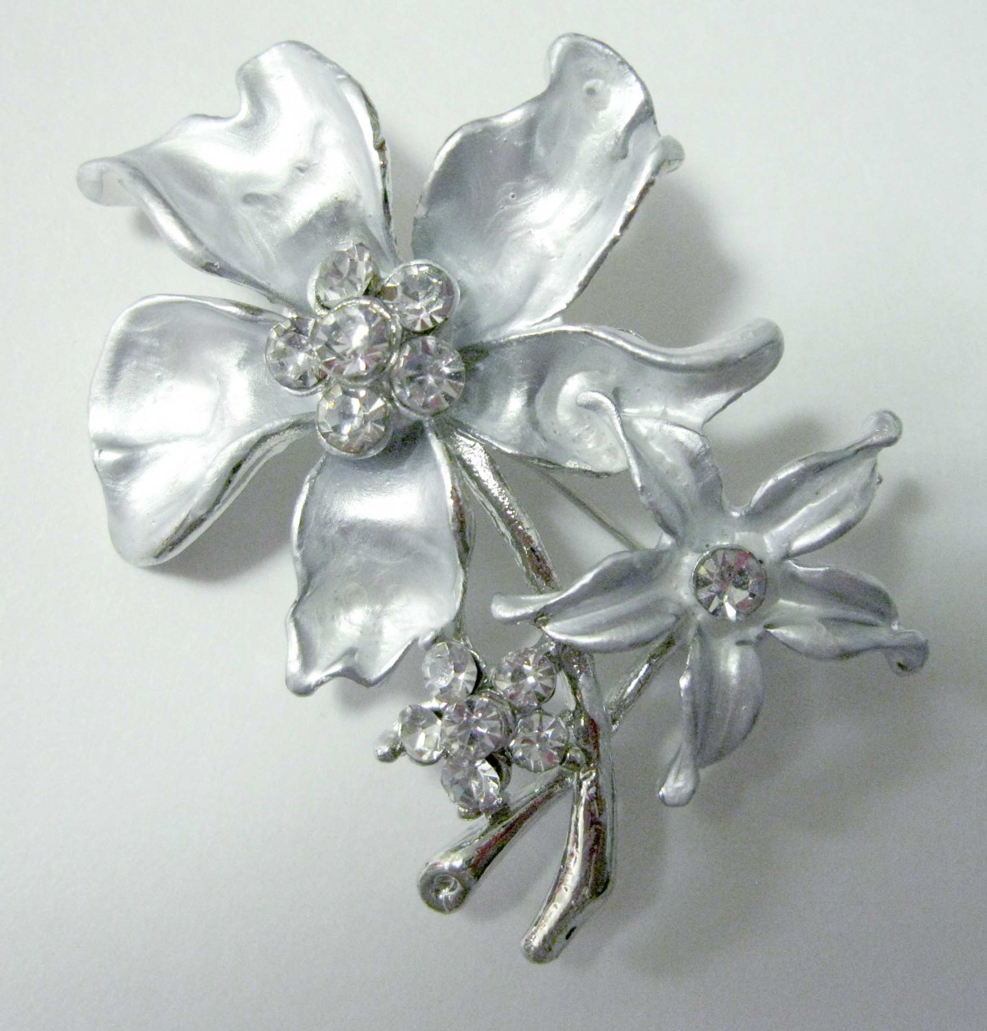 Silver flower with crystals