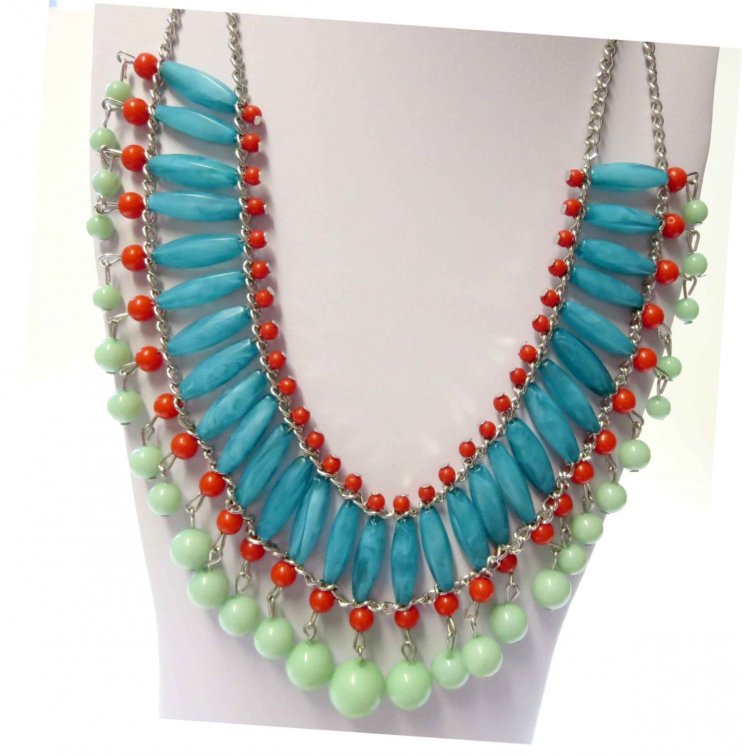 Fashion statement necklace turquoise red