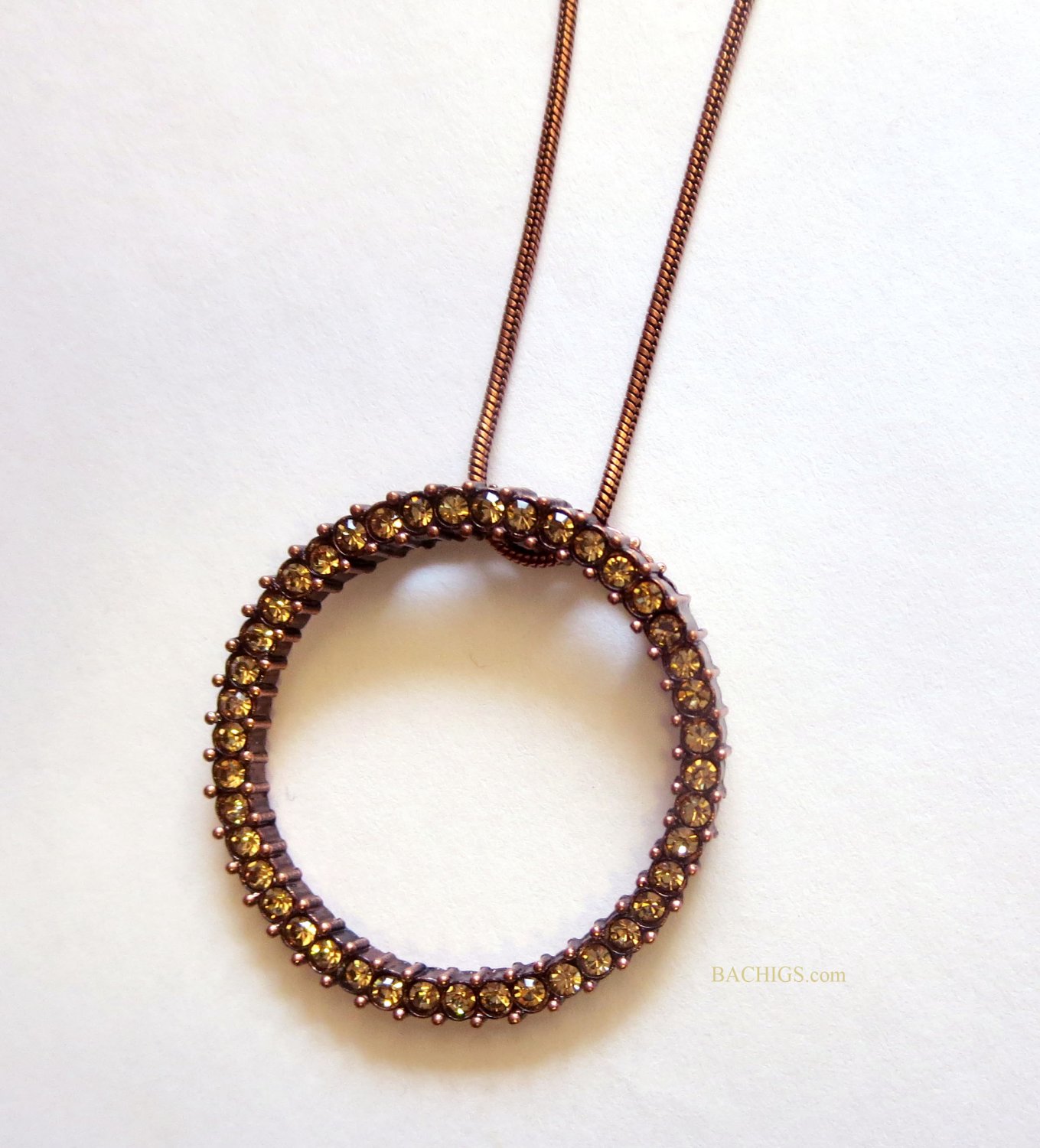 Bronze Pave O Pendant Necklace trendy fashion pendant {1639N}