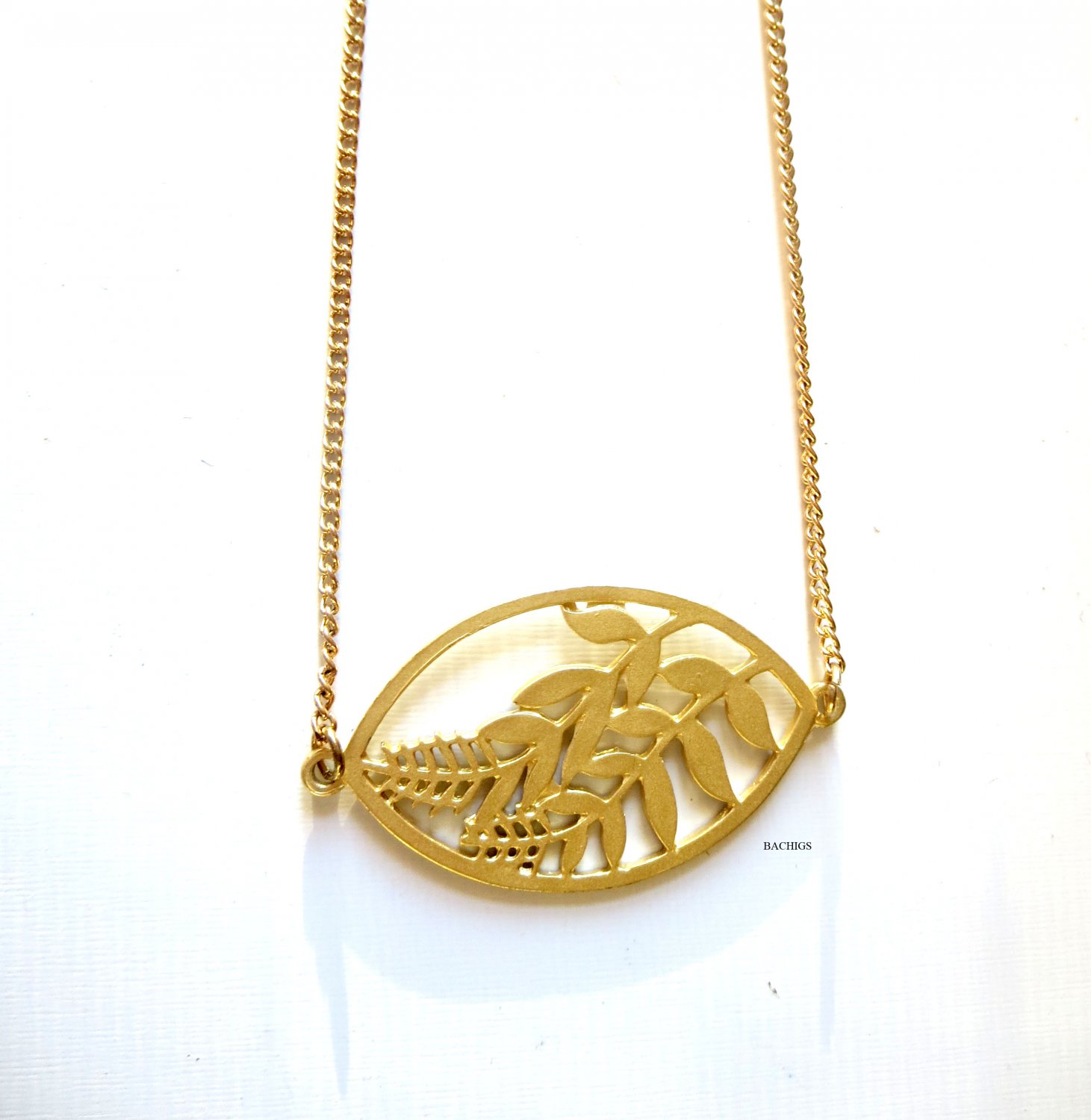 Gold leaf necklace fashion jewelry