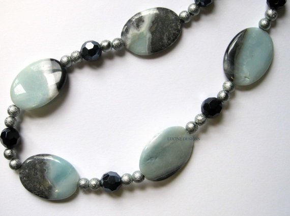 OOAK semiprecious kiwi jasper necklace fashion jewelry