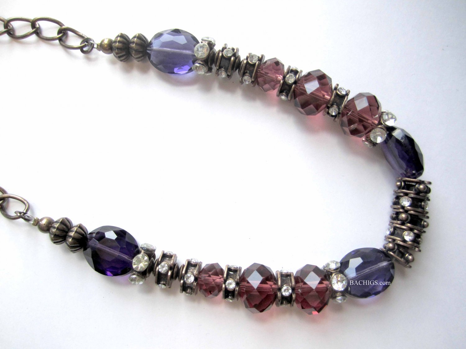 Purple necklace with crystals fashion jewelry