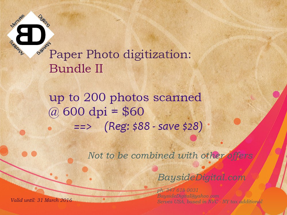 Photo scanning up to 200 at 600 dpi - SPECIAL SALE BARGAIN