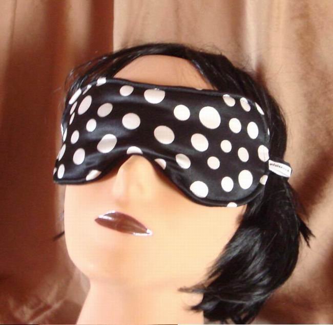 --BLACK COMFORTABLE SOFT SLEEP MASK WITH WHITE DOTS--