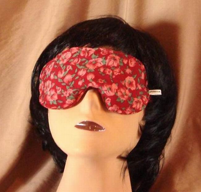 --Soft Padded Eye Sleep Mask Migraine Relief Red Flowers--