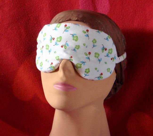 --SOFT LOVELY PADDED WHITE SLEEP MASK WITH SMALL FLOWERS--