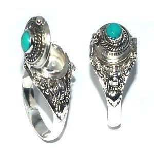 925 Sterling Silver Poison Ring with Genuine Turquoise
