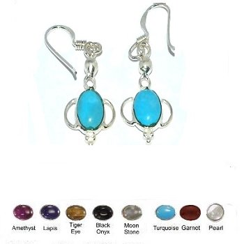 925 Sterling Silver Handmade Genuine Stone Earrings including Turquoise