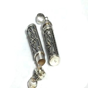 925 Sterling Silver Bali Cylinder Shape Prayer Box Pendant
