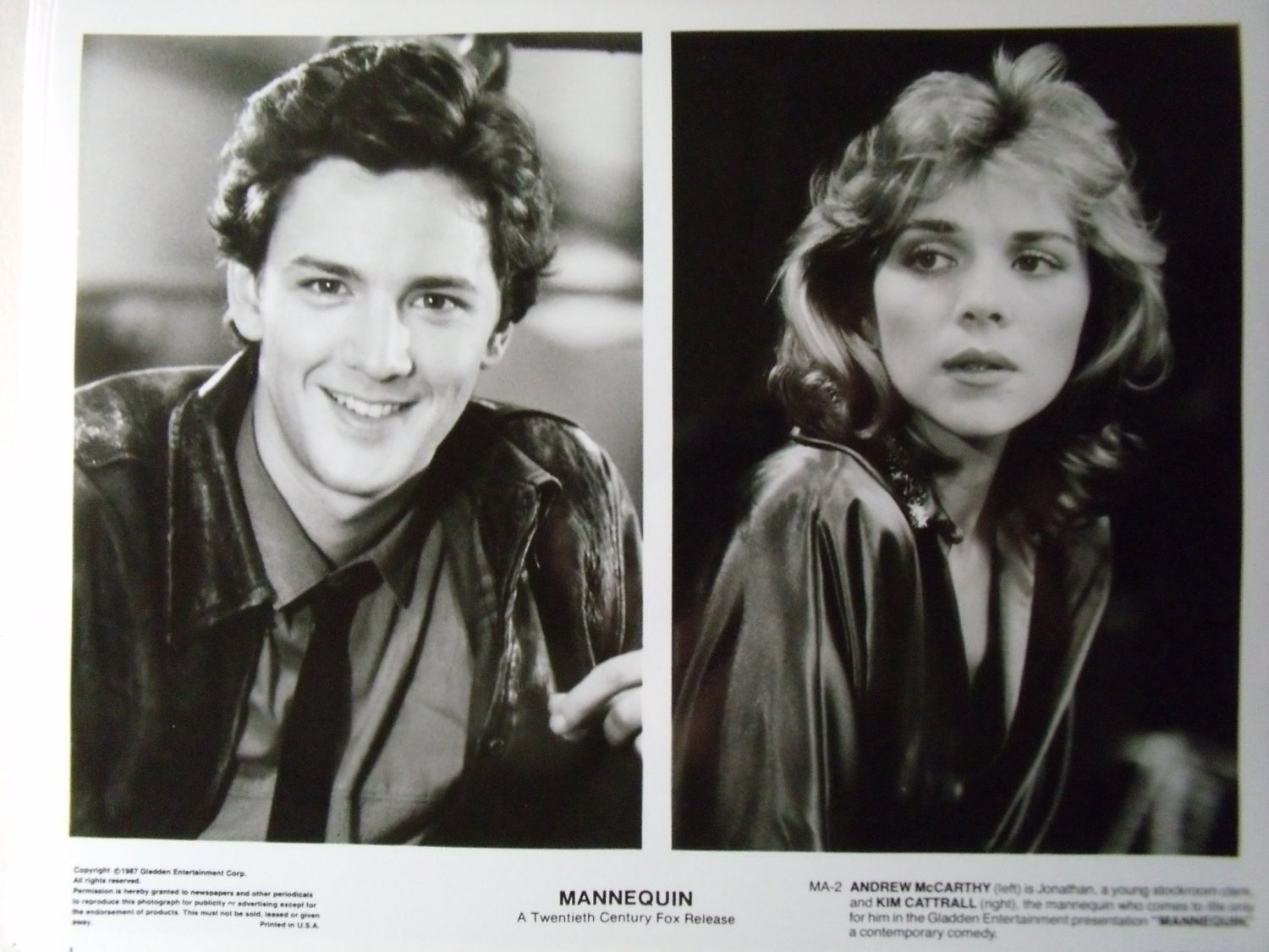 Mannequin 1987 Photo 8x10 Andrew Mccarthy Kim Cattrall MA-2