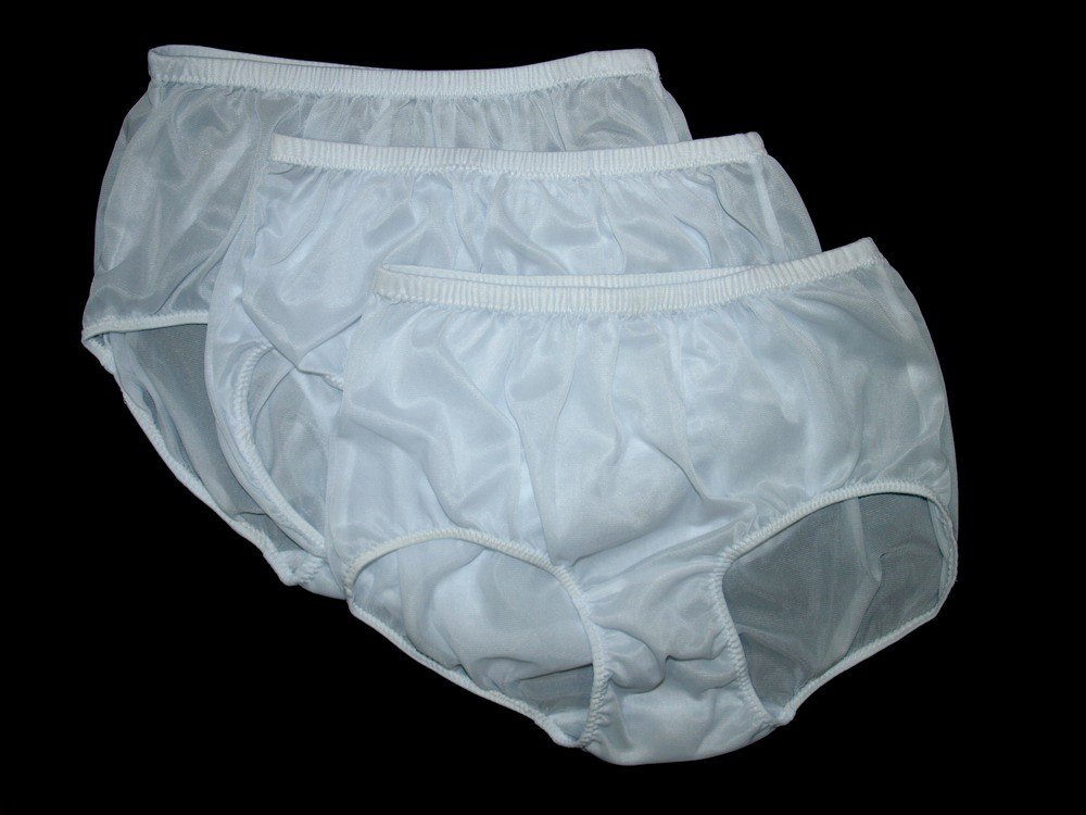 Lot Of 3 Classic Nylon White Panties Vintage Style Women Lingerie Fit