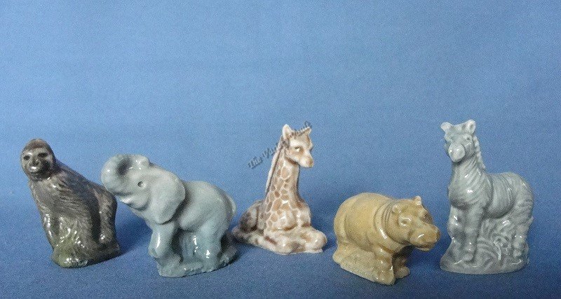 Wade Miniature Ceramic Bone China Animals Vintage Gorilla Elephant Giraffe Hippo Zebra