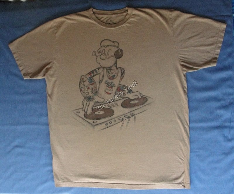 Popeye DJ Music Mixer Spinach Party T-Shirt Menâs XL/XG Large Cartoon Fun