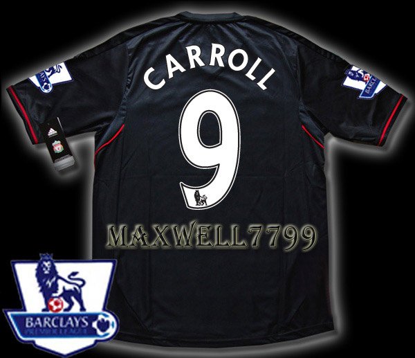 NEW 11-12 LIVERPOOL AWAY CARROLL 9 PREMIER PATCH SOCCER SHIRT JERSEY