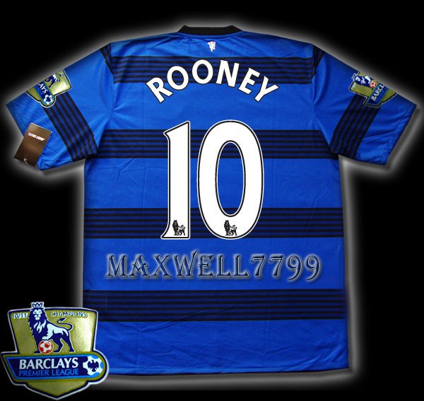 NEW 11-12 MANCHESTER UNITED AWAY ROONEY 10 CHAMP PREMIER PATCH SOCCER SHIRT JERSEY