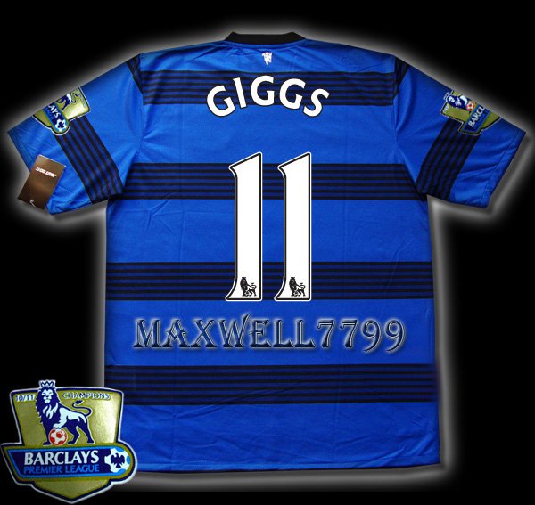 NEW 11-12 MANCHESTER UNITED AWAY GIGGS 11 CHAMP PREMIER PATCH SOCCER SHIRT JERSEY