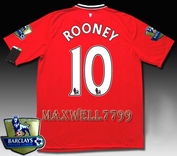 NEW 11-12 MANCHESTER UNITED HOME ROONEY 10 CHAMP PREMIER PATCH SOCCER SHIRT JERSEY