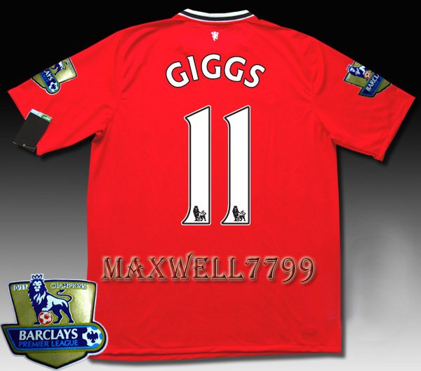 NEW 11-12 MANCHESTER UNITED HOME GIGGS 11 CHAMP PREMIER PATCH SOCCER SHIRT JERSEY