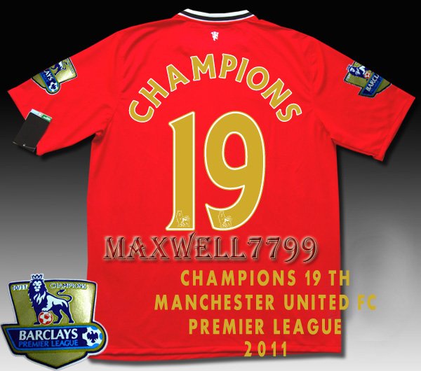 NEW 11-12 MANCHESTER UNITED HOME CHAMPIONS 19 PREMIER PATCH LIMITED SOCCER SHIRT JERSEY