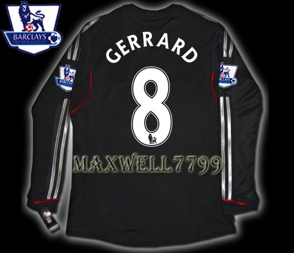 NEW 11-12 LIVERPOOL AWAY GERRARD 8 PREMIER PATCH LS SOCCER SHIRT JERSEY