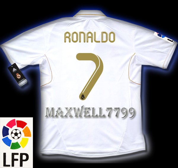 NEW 11-12 REAL MADRID HOME RONALDO 7 LFP PATCH SOCCER SHIRT JERSEY