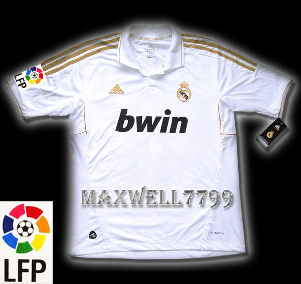 NEW 11-12 REAL MADRID HOME BLANK LFP PATCH SOCCER SHIRT JERSEY