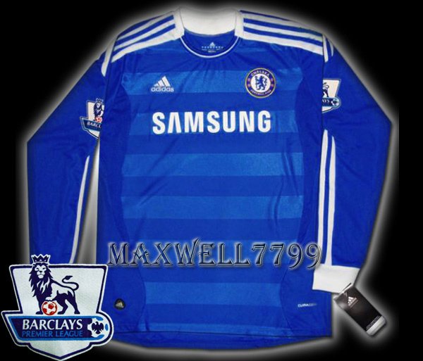 NEW 11-12 CHELSEA HOME BLANK PREMIER PATCH SOCCER SHIRT LS JERSEY