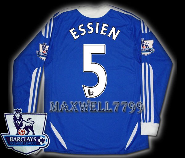 NEW 11-12 CHELSEA HOME ESSIEN 5 PREMIER PATCH SOCCER SHIRT LS JERSEY