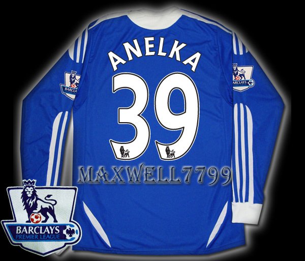 NEW 11-12 CHELSEA HOME ANELKA 39 PREMIER PATCH SOCCER SHIRT LS JERSEY