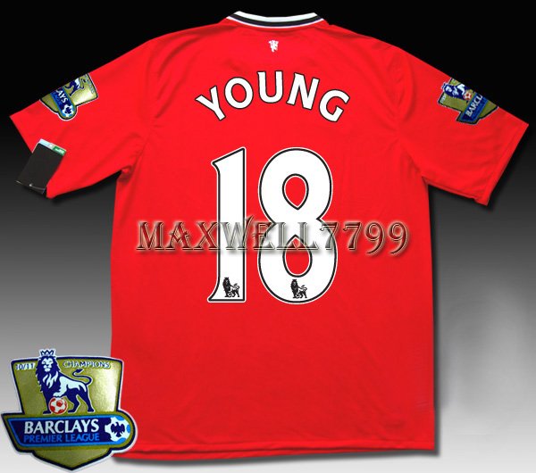 NEW 11-12 MANCHESTER UNITED HOME YOUNG 18 CHAMP PREMIER PATCH SOCCER SHIRT JERSEY