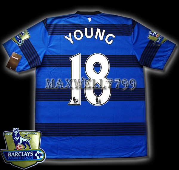 NEW 11-12 MANCHESTER UNITED AWAY YOUNG 18 CHAMP PREMIER PATCH SOCCER SHIRT JERSEY