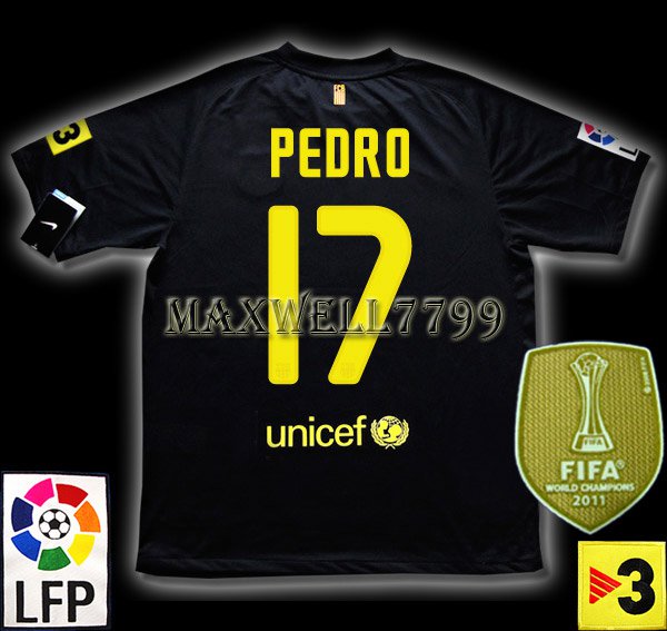 NEW 11-12 BARCELONA AWAY PEDRO 17 LFP+TV3 PATCH SOCCER SHIRT JERSEY