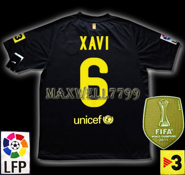 NEW 11-12 BARCELONA AWAY XAVI 6 LFP+TV3 PATCH SOCCER SHIRT JERSEY