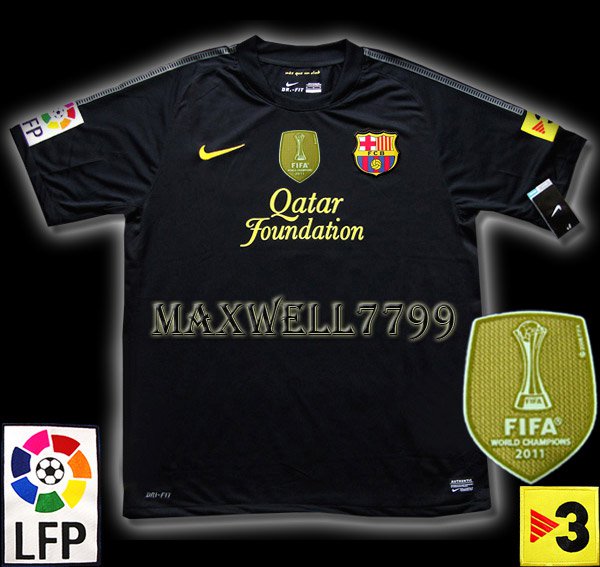 NEW 11-12 BARCELONA AWAY BLANK LFP+TV3 PATCH SOCCER SHIRT JERSEY