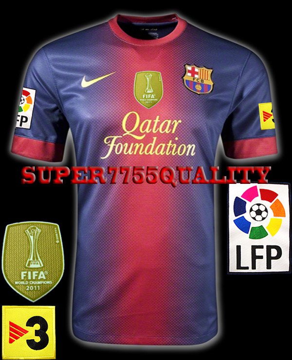 NEW 12-13 BARCELONA HOME BLANK LFP+TV3 PATCH SOCCER SHIRT JERSEY