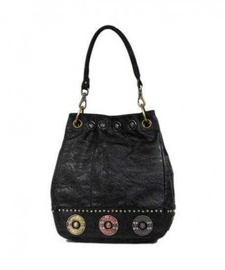 Ladies Designer Inspired Black Studded Handbag Purse