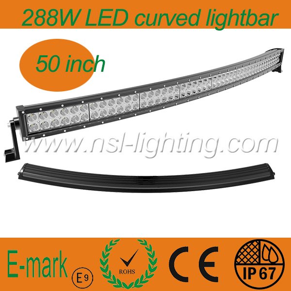 50 inch 288w cree 4x4 curve led light bar 50 inch waterproof ip67 4x4 curve led light bar