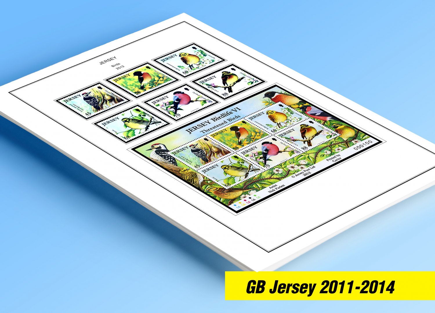 COLOR PRINTED GB JERSEY 2011-2014 STAMP ALBUM PAGES (46 illustrated pages)