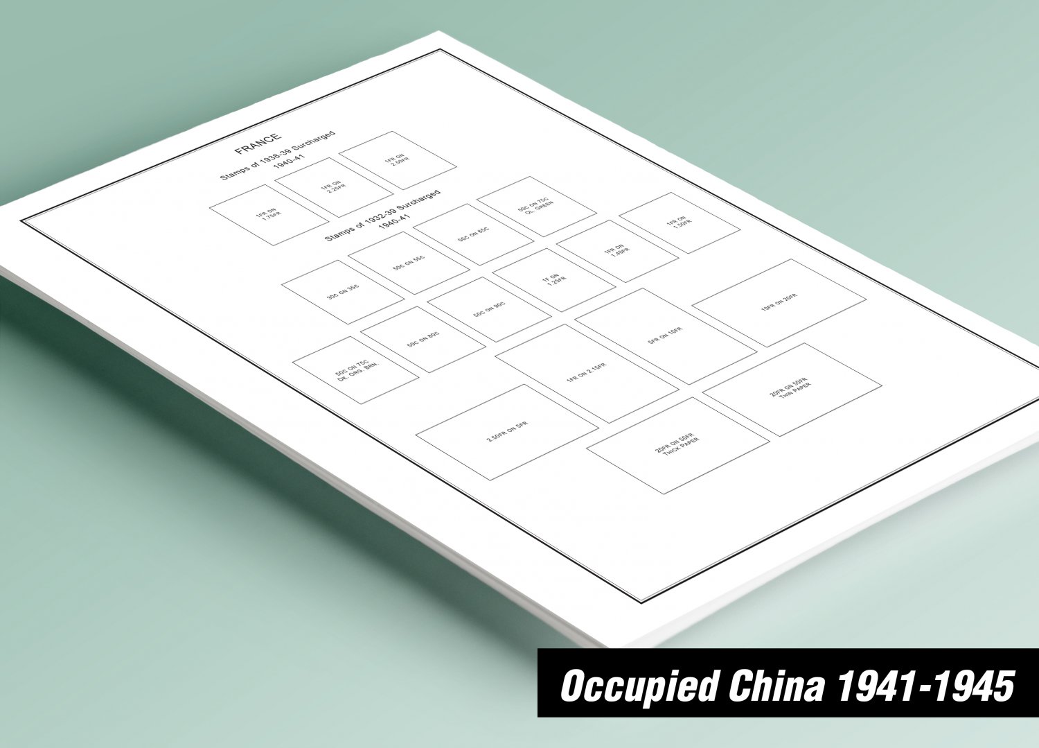 PRINTED CHINA JAPANESE OCCUPATION 1941-1945 STAMP ALBUM PAGES (60 pages)