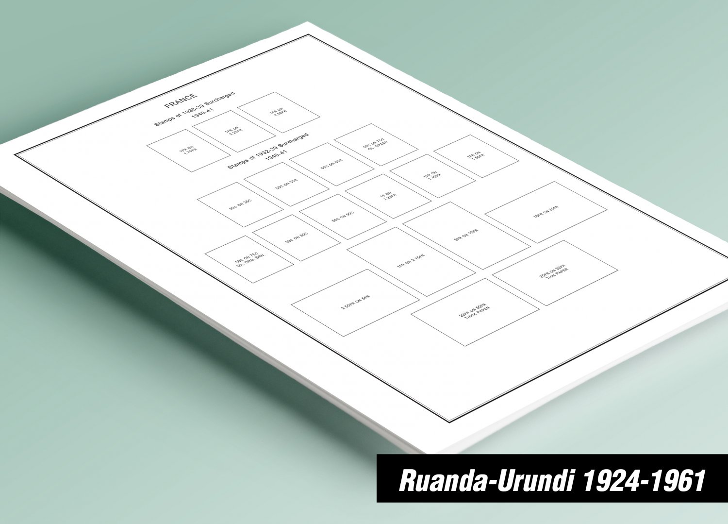 PRINTED RUANDA-URUNDI 1924-1961 STAMP ALBUM PAGES (17 pages)