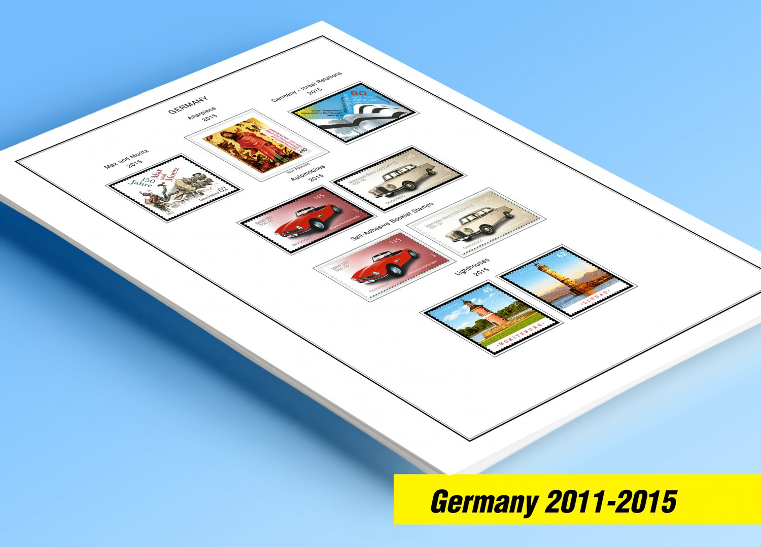 COLOR PRINTED GERMANY 2011-2015 STAMP ALBUM PAGES (43 illustrated pages)