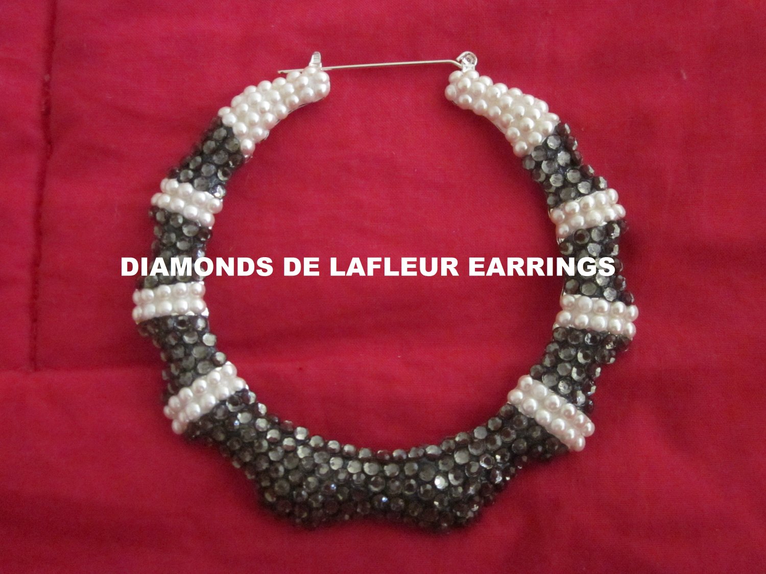 Crystal Bamboo Hoop Earrings Large Size