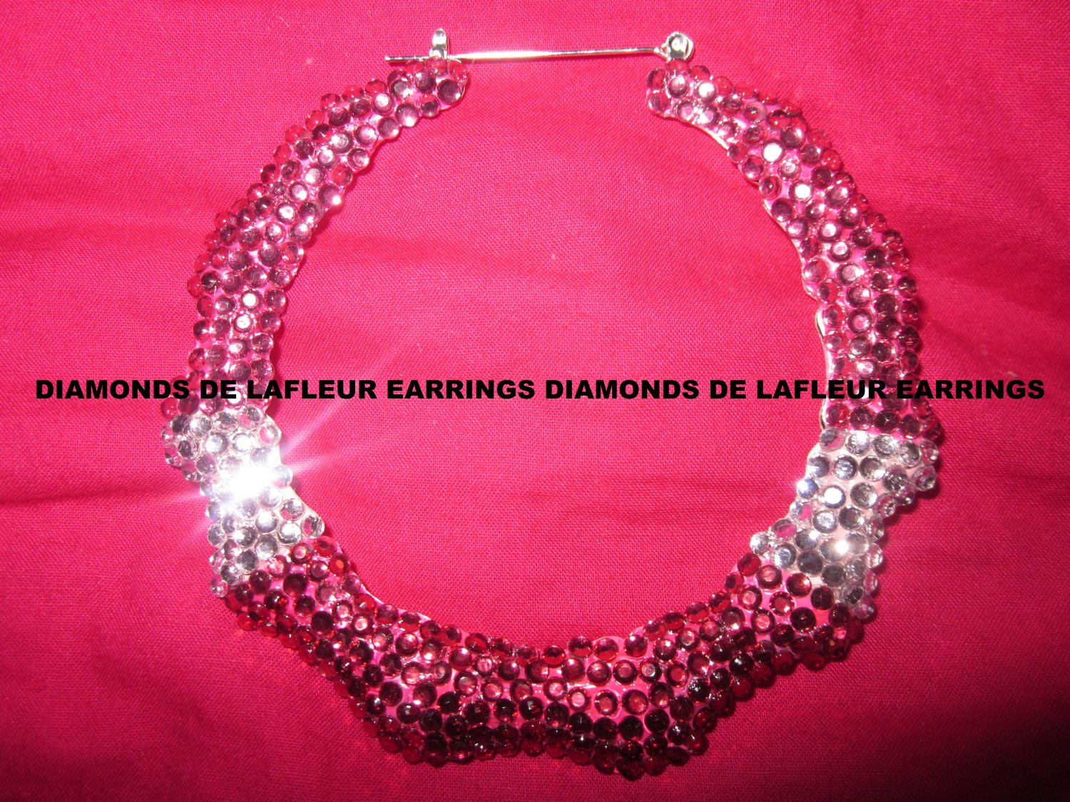 Crystal Bamboo Hoop Earrings Large Size