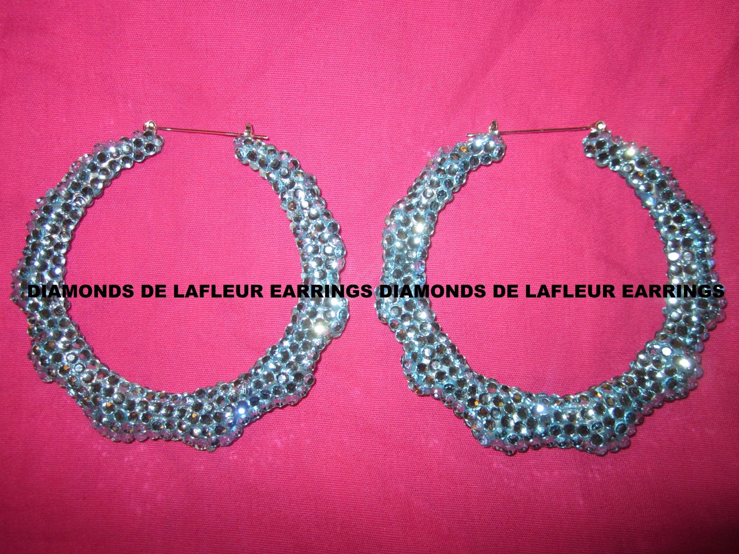Crystal Bamboo Hoop Earrings Large Size