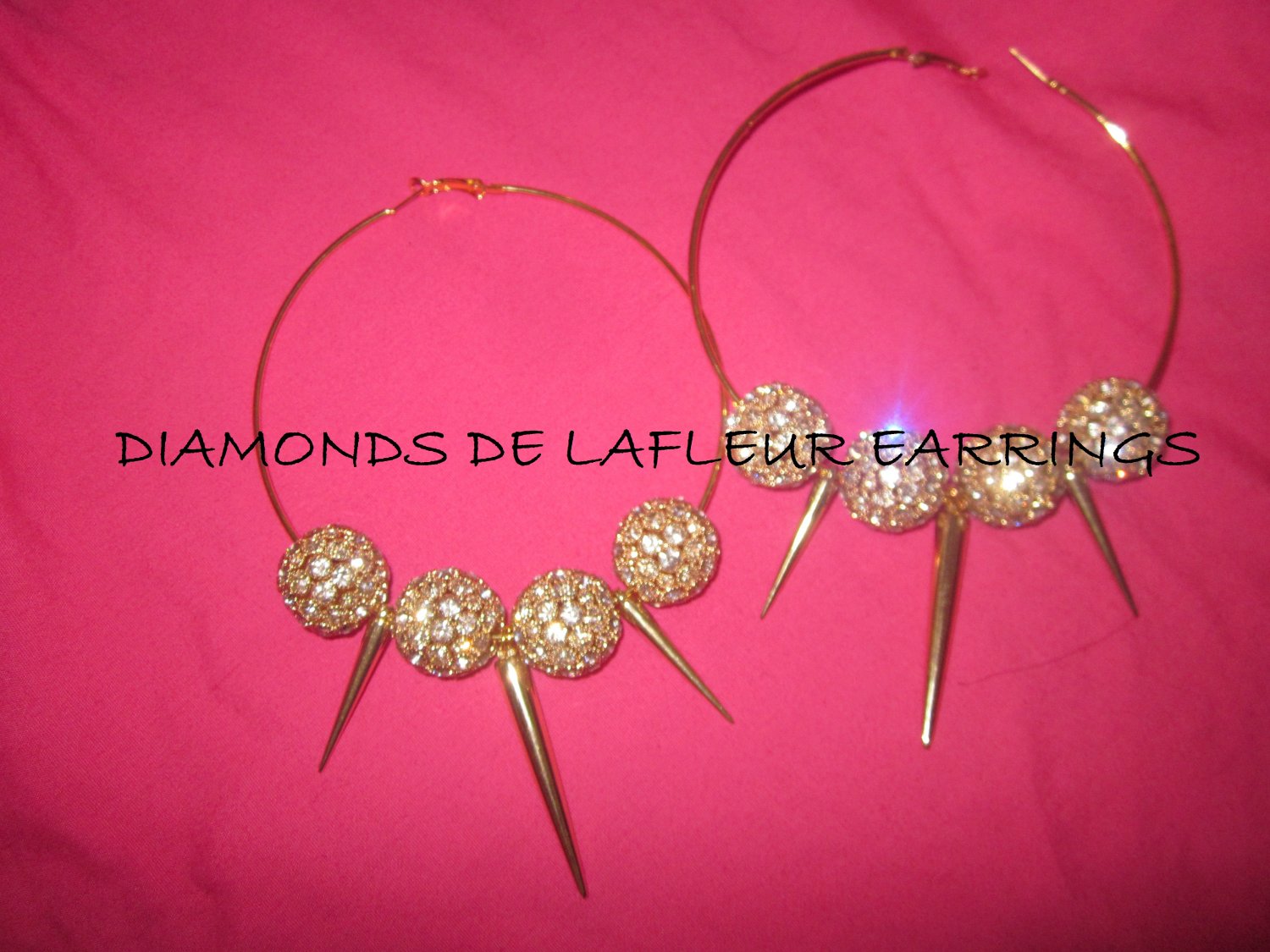 Crystal Ball Hoop Earrings with Spikes like Basketball Wives