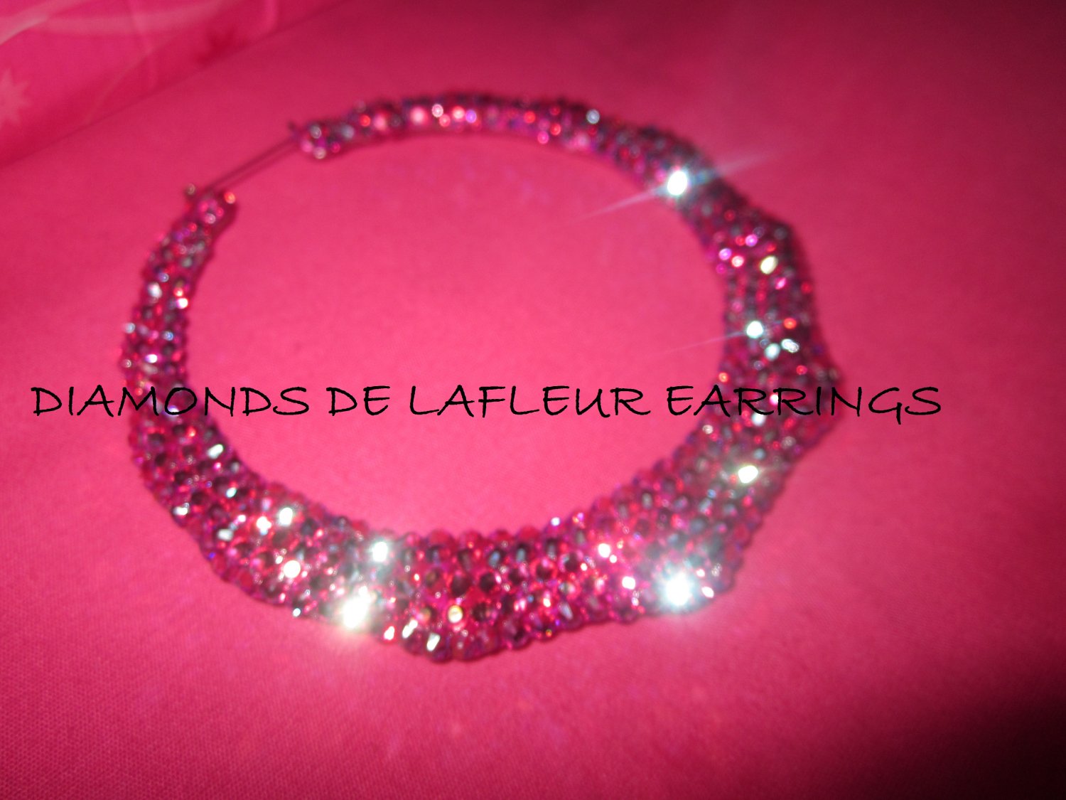 Swarovski Crystal Pomegranate Paradise Bamboo Hoop Earrings Large Size