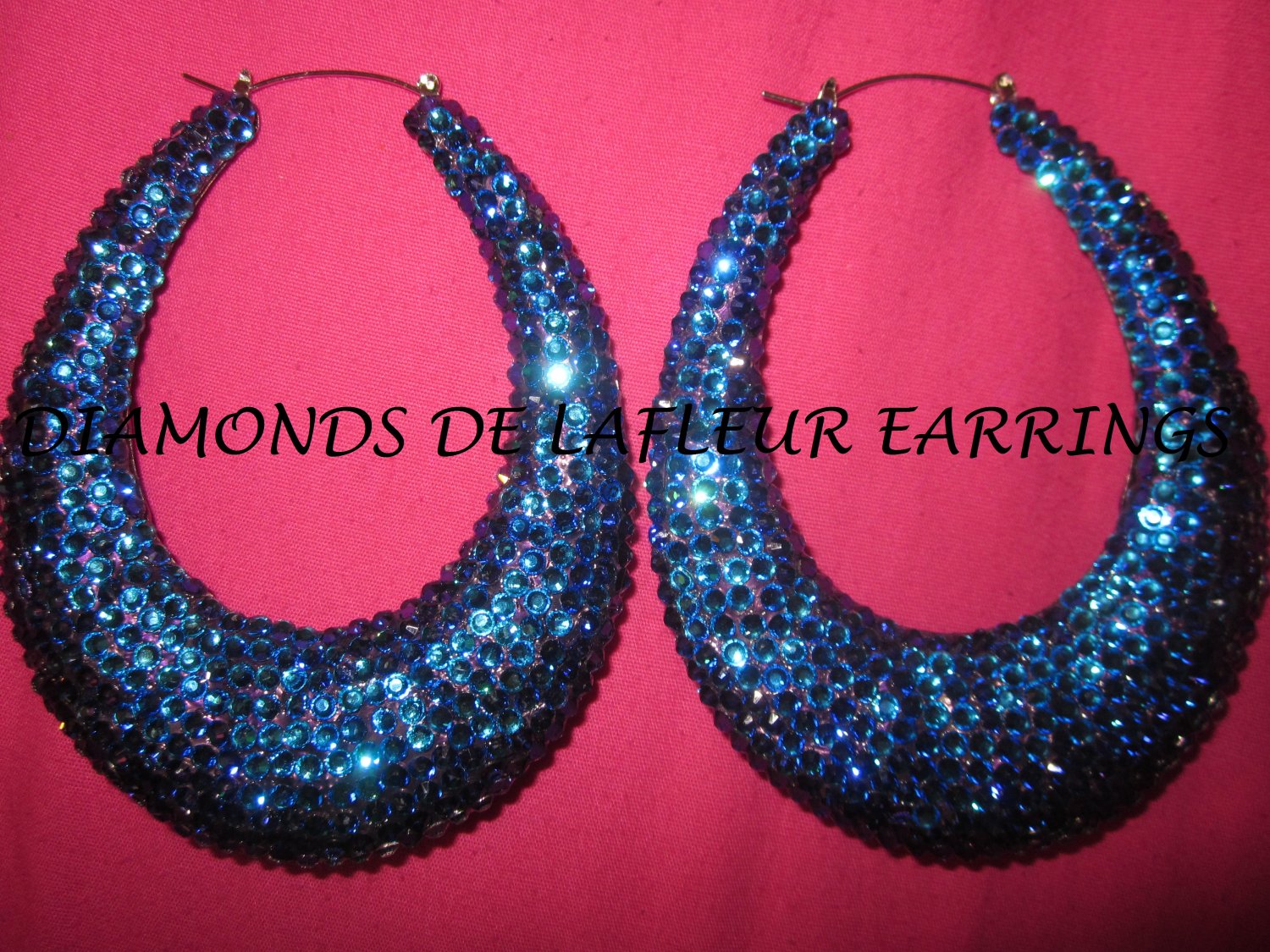 Swarovski Crystal Midnight Skies Bamboo Teardrop Earrings Large Size