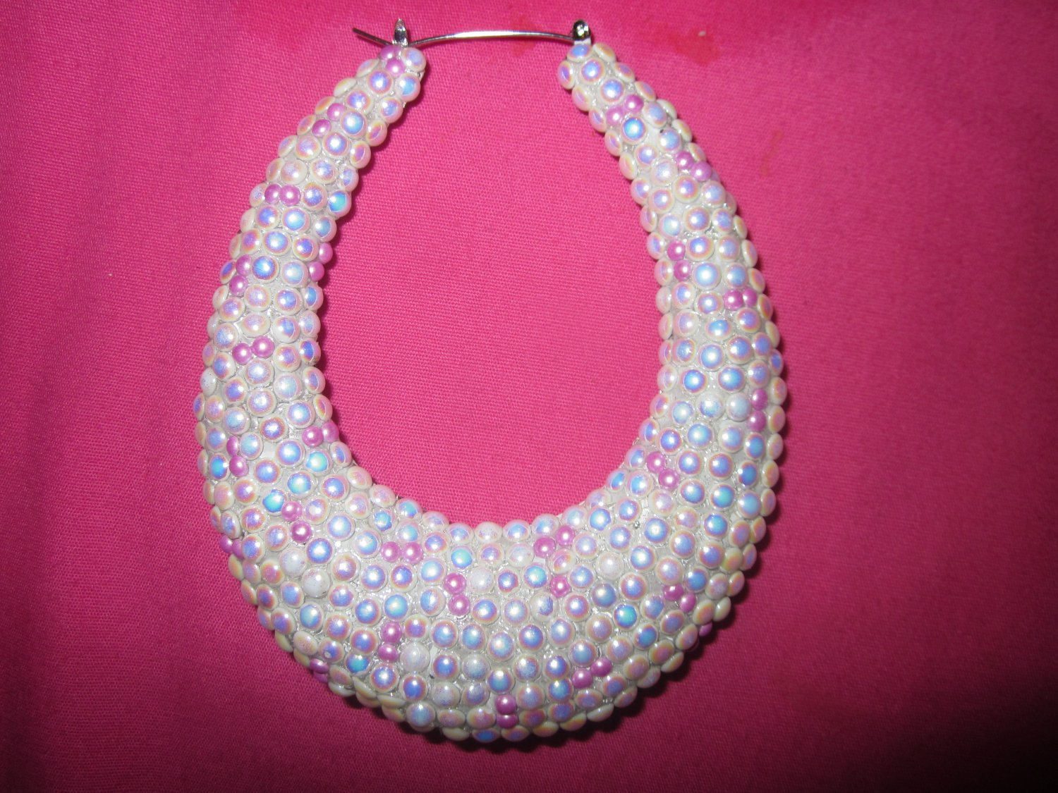Crystal Pink Pearls Bamboo Teardrop Earrings Large Size like Basketball Wives